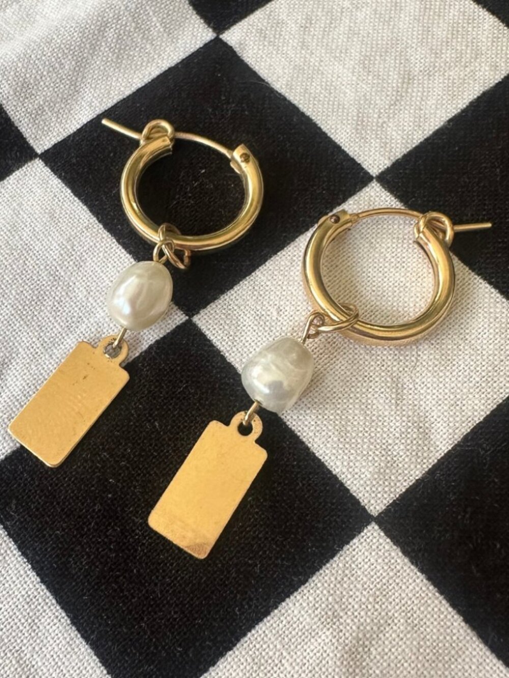 Pearl Gold Filled Tag Earrings